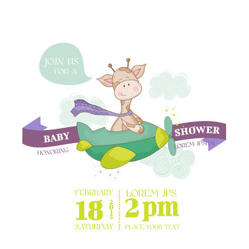 Baby Giraffe Shower Card - with place for your text - in vector