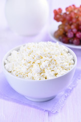 Curd cheese in bowl