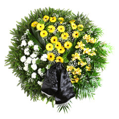 green funeral wreath