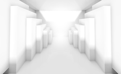Abstract white interior perspective 3d render