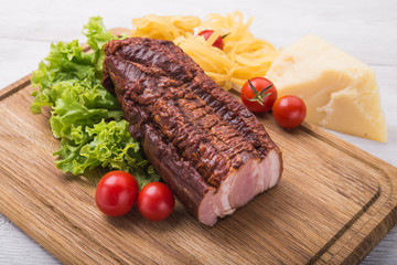 raw bacon with fresh ve