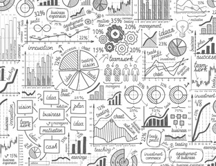 Infographic vector business graphs doodles