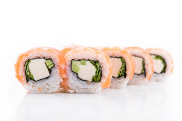 sushi with philadelphia cheese, avocado and salmon
