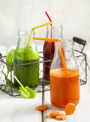 Fruits and vegetable juice in bottle