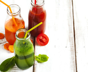 Fruits and vegetable juice in bottle