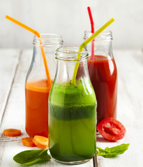 Fruits and vegetable juice in bottle