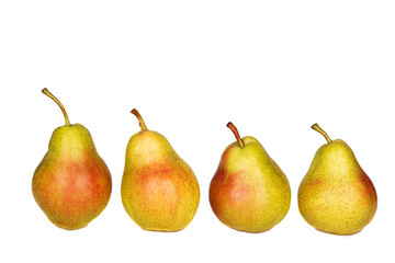 Line of pears  isolated on white background