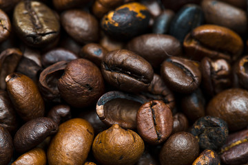 roasted coffee beans close up background texture