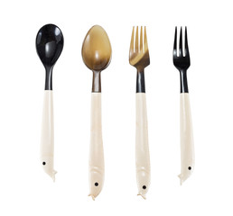 Set nacreous forks and spoons