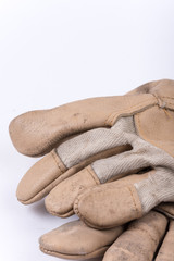 Old dirty used working gloves for protection