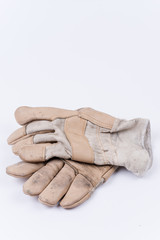 Old dirty used working gloves for protection