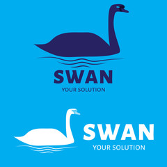 Vector logo Swan. Brand logo in the form of a Swan in the water.