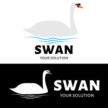 Vector logo Swan. Brand logo in the form of a Swan in the water.