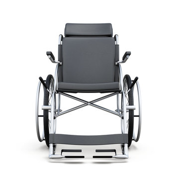 Wheelchair on a white background. Rear view. 3d rendering.
