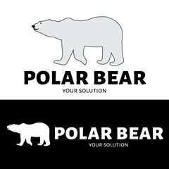 Obraz premium Vector logo polar bear. Brand logo in the form of a walking bear
