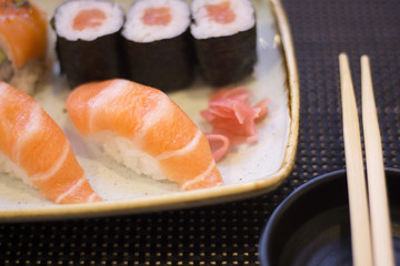 Japanese restaurant salmon sushi