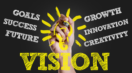 Hand writing the text: Vision