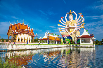 Wat Plai Laem temple with 18 hands God statue (Guanyin) , Koh Sa