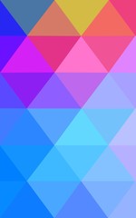 Multicolor blue, red polygonal design pattern, which consist of triangles and gradient in origami style.