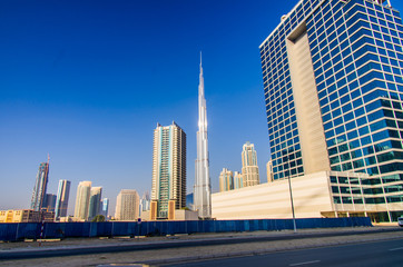 Naklejka premium Buildings on Sheik Zayed road at Dubai