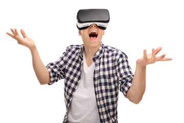 Man enjoying a virtual reality experience
