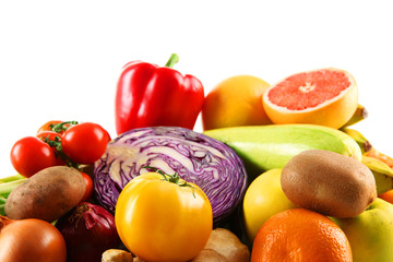 A set of food products isolated on white