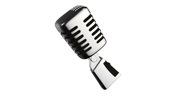 Loopable video 3840x2160 - Vintage silver microphone isolated on white background