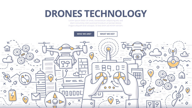 Drones Technology Doodle Concept