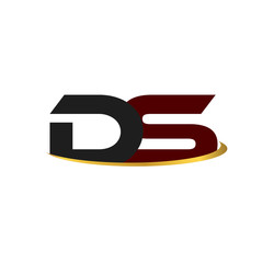 DS alphabet in grey and red with golden curve