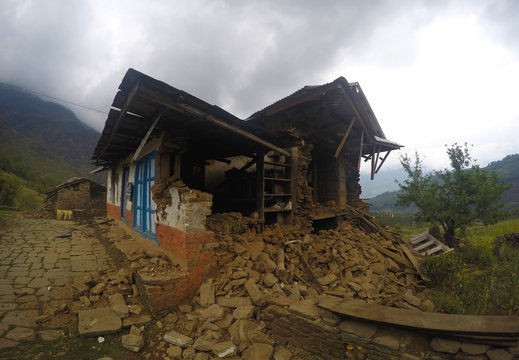 A House Suffered From The Earthquake, Nepal, April 2015