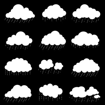 set cloud with rain, smoke element decor isolated for game art w