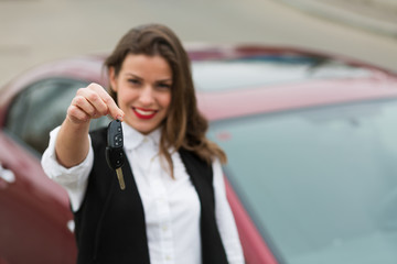 Business woman with car keys