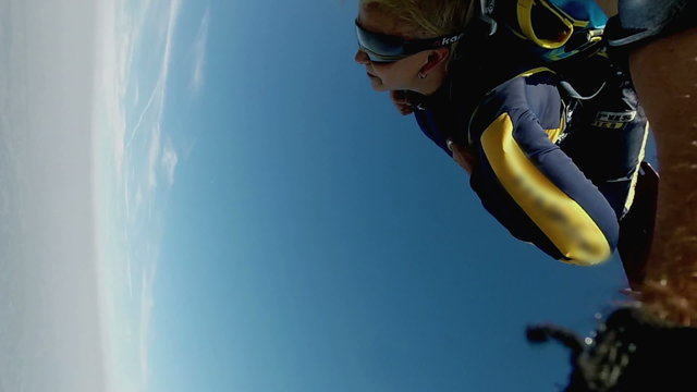 Older lady sky dives for the first time