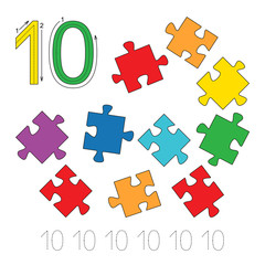 Naklejka premium Tracing worksheet for figure Ten