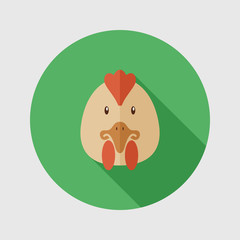 Chicken flat icon. Animal head vector illustration