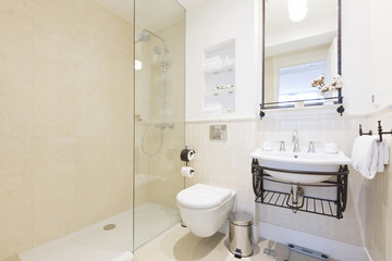 Modern bathroom with shower cabin