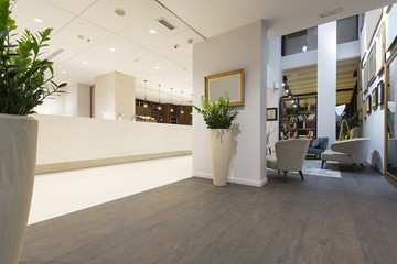 Reception area with reception desk