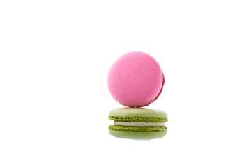 Isolated on white vibrant macaroons.