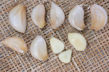 Garlic on wooden table