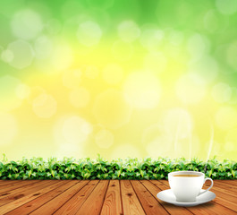 wood floor and tea cup