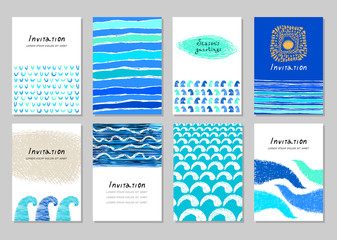 Travel Posters set, Summer holidays Cards Design in Abstract - 105117617