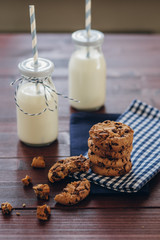 Chocolate chip cookies and milk