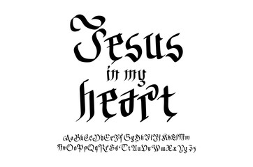 Fototapeta na wymiar Bible lettering. Christian art. Jesus in my heart.