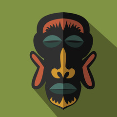 Set of African Ethnic Tribal masks on colour background