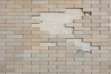 Damage of wall brick as background