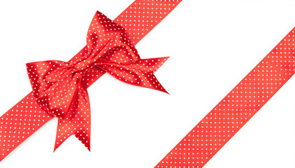 red bow with polka dots isolated on white background