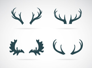 Fototapeta premium Vector antler icon set on white background. Horn.