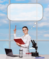 female scientist thinking