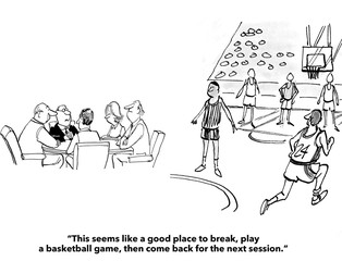 Business cartoon about teamwork.