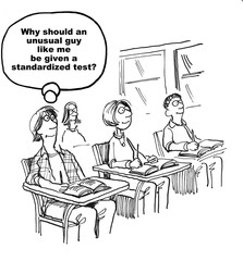 Education cartoon about standardized tests. 